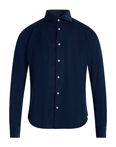 MASTAI FERRETTI Solid colour shirt Navy blue 100% Cotton