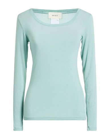 VICOLO Basic T-Shirt Sage green 85% Viscose, 9% Silk, 6% Elastane