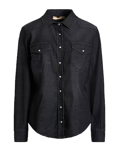 LE STREGHE Denim shirt Black 98% Cotton, 2% Elastane