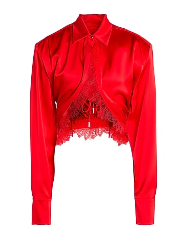 DAVID KOMA Solid colour shirts & blouses Red 78% Triacetate, 22% Polyester
