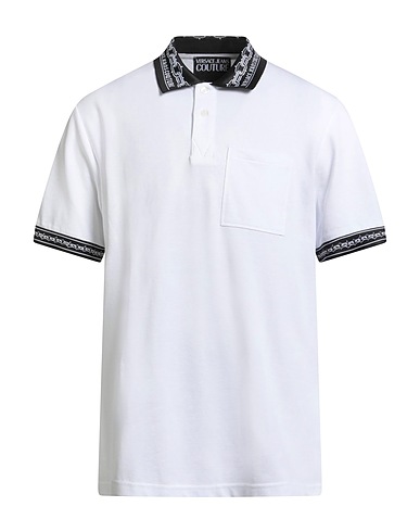 VERSACE JEANS COUTURE Polo shirt White 100% Cotton, Polyester, Elastane