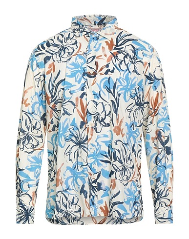 BOB Hemd mit Muster Blau 55% Leinen, 45% Baumwolle
