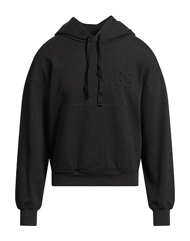 DOLCE&GABBANA Hooded track jacket  Charcoal 100% Cotton, Elastane