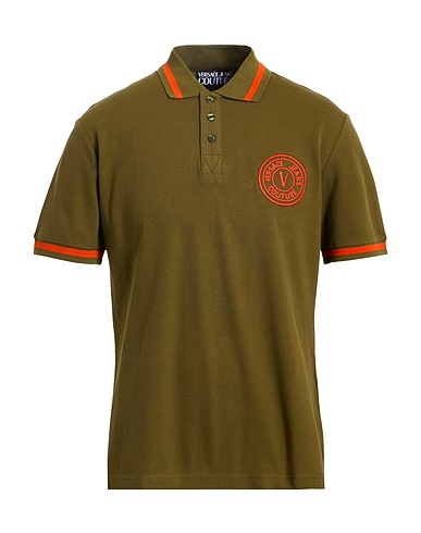 VERSACE JEANS COUTURE Polo shirt Military green 100% Cotton