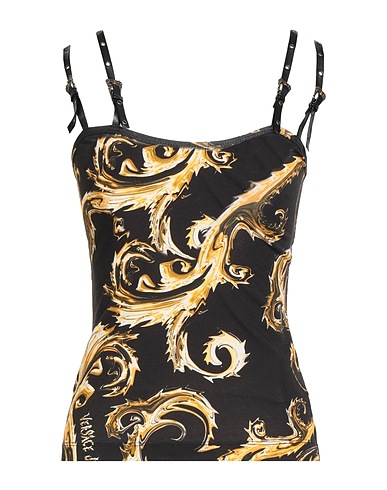 VERSACE JEANS COUTURE Top Black 94% Cotton, 6% Elastane, Polyurethane resin, Polyester