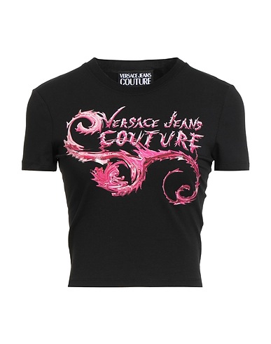 VERSACE JEANS COUTURE Crop top Black 92% Cotton, 8% Elastane