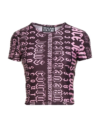 VERSACE JEANS COUTURE Crop top Dark purple 80% Polyester, 20% Elastane