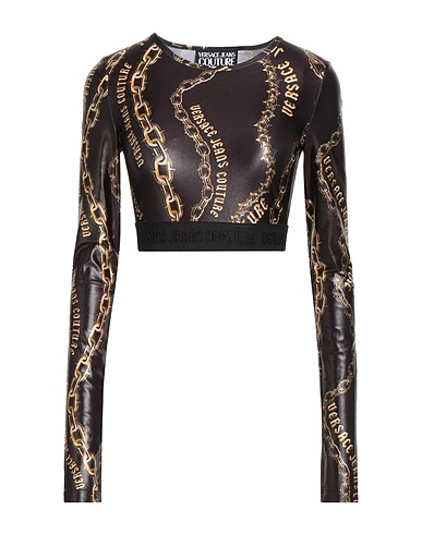 VERSACE JEANS COUTURE Crop top Black 80% Polyester, 20% Elastane