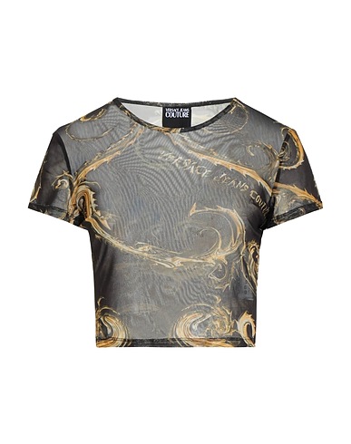 VERSACE JEANS COUTURE Crop top Yellow 92% Polyester, 8% Elastane