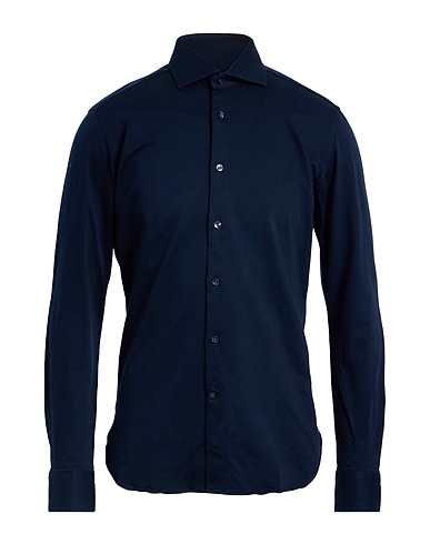 CALIBAN Solid colour shirt Midnight blue 100% Cotton