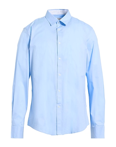 BEN SHERMAN Solid colour shirt Light blue 97% Cotton, 3% Elastane
