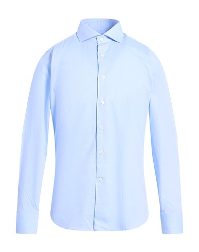 CALIBAN Solid colour shirt Light blue 100% Cotton
