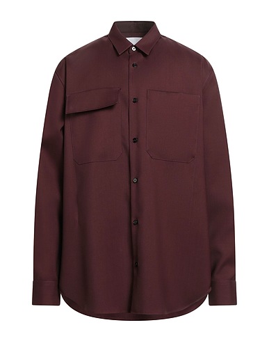 JIL SANDER Solid colour shirt Burgundy 100% Virgin Wool