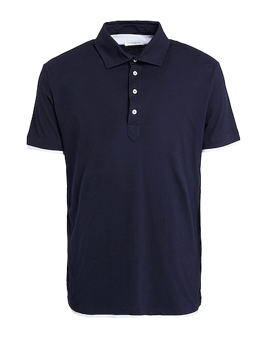 PAOLO PECORA Polo shirt Midnight blue 100% Cotton