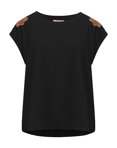 TWINSET T-shirt Black 95% Cotton, 5% Elastane