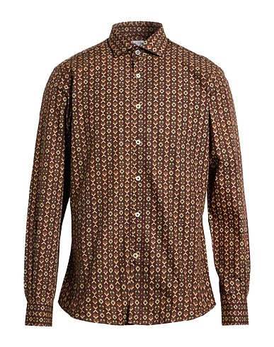 EDIZIONI LIMONAIA Patterned shirt Chocolate brown 100% Cotton