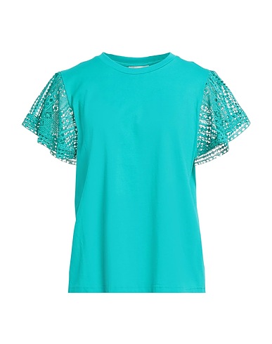 TWINSET T-shirt Turquoise 100% Cotton, Polyester