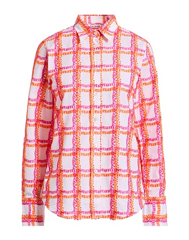 CALIBAN Kariertes Hemd Weiß 100% Baumwolle