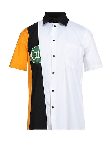 CATERPILLAR Patterned shirt White 98% Cotton, 2% Elastane