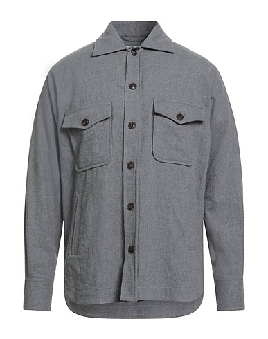 TINTORIA MATTEI 954 Solid colour shirt Grey 52% Cotton, 48% Wool
