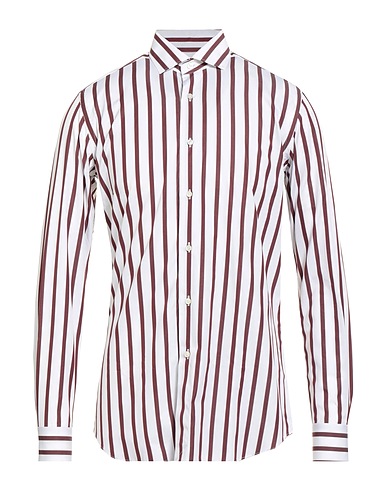 XACUS Striped shirt Dark brown 100% Cotton