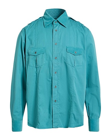 CALIBAN Solid colour shirt Pastel blue 100% Cotton