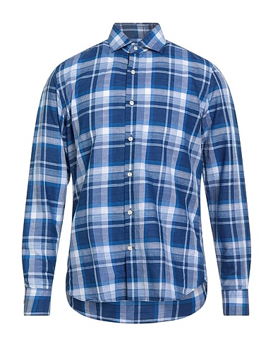 SAVILE ROW Checked shirt Blue 60% Cotton, 40% Linen