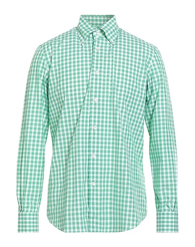 MAZZARELLI Checked shirt Green 100% Cotton