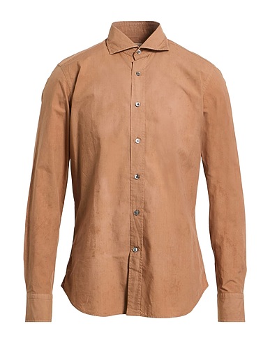 BAGUTTA Solid colour shirt Light brown 100% Cotton