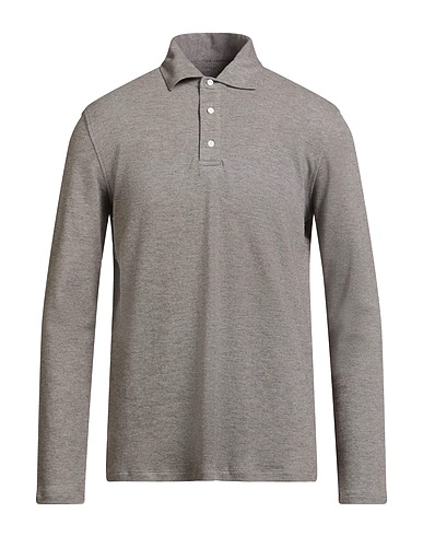 ISAIA Polo shirt Light grey 70% Cotton, 25% Wool, 5% Cashmere