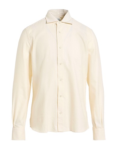 MAZZARELLI Solid colour shirt GREEN STONE Ivory 100% Cotton