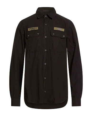 AERONAUTICA MILITARE Hemden Schwarz 100% Baumwolle