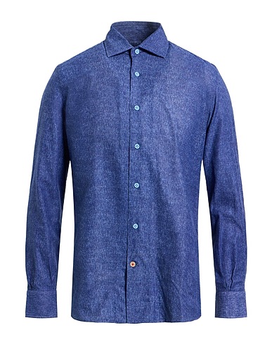 MAZZARELLI Solid color shirt Blue 100% Cotton