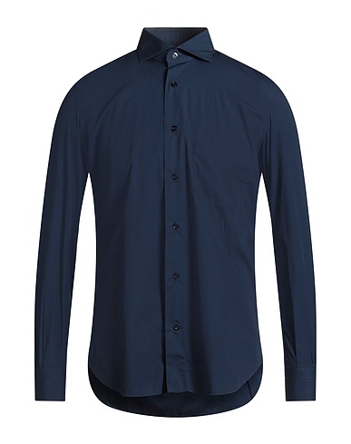 MAZZARELLI Solid color shirt Navy 100% Cotton