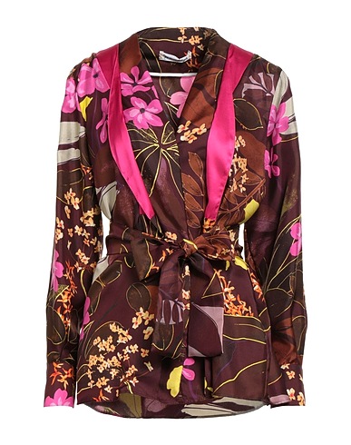 LE SARTE PETTEGOLE Floral shirts & blouses Chocolate brown 100% Silk