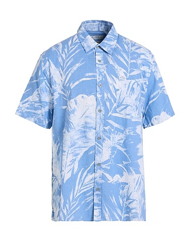 GUESS Camicia fantasia Blu chiaro 51% Lino, 49% Viscosa