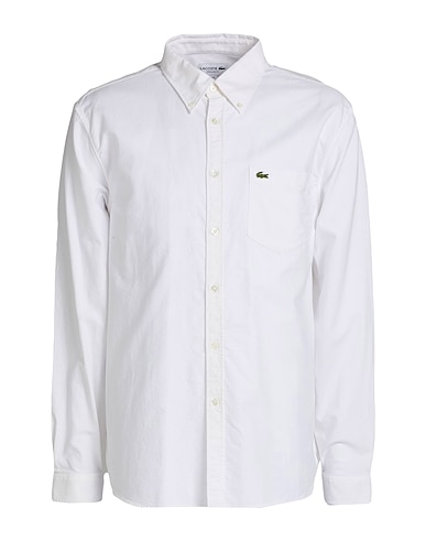 LACOSTE Solid colour shirt White 100% Cotton
