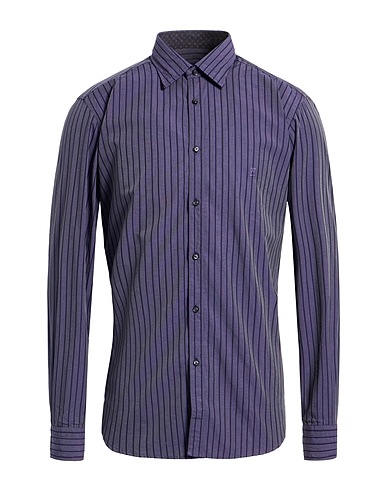CALIBAN Striped shirt Dark purple 100% Cotton