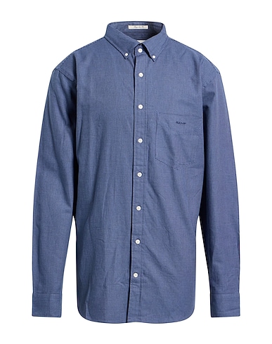 GANT Patterned shirt Slate blue 90% Cotton, 10% Wool