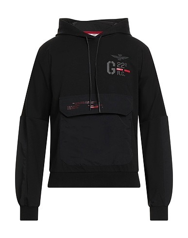 AERONAUTICA MILITARE Hooded track jacket  Black 65% Viscose, 30% Polyamide, 5% Elastane