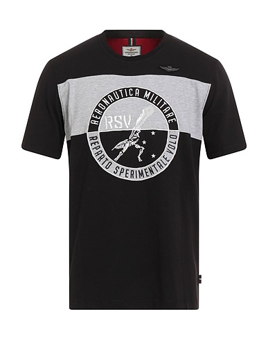AERONAUTICA MILITARE T-shirt Black 92% Cotton, 8% Elastane