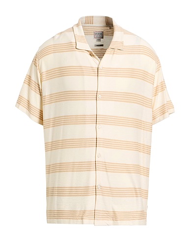 GUESS Striped shirt Cream 95% Viscose, 5% Elastane