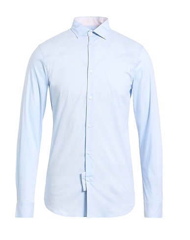 MARCIANO by GUESS Solid colour shirt Sky blue 97% Cotton, 3% Elastane