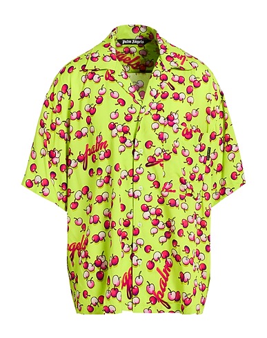 PALM ANGELS Patterned shirt Lime green 100% Viscose
