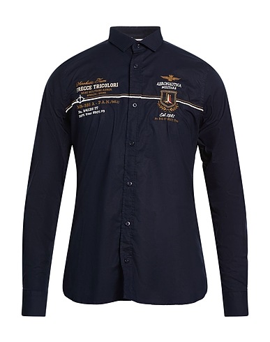 AERONAUTICA MILITARE Shirts Midnight blue 97% Cotton, 3% Elastane