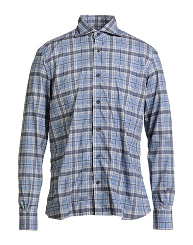 MAZZARELLI Camicia a quadri BLU Blu navy 100% Cotone