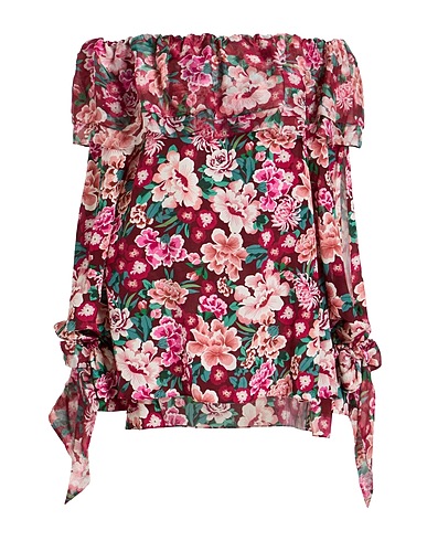 FAITH CONNEXION Off-the-shoulder top Burgundy 100% Silk