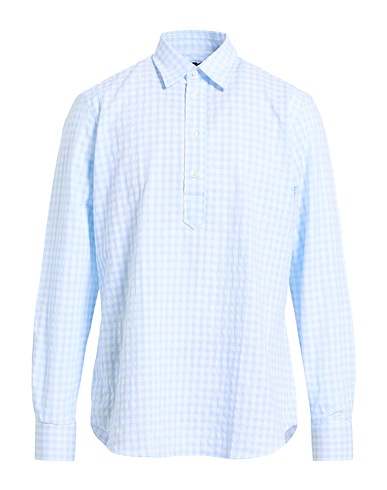 MP MASSIMO PIOMBO Checked shirt Sky blue 100% Cotton