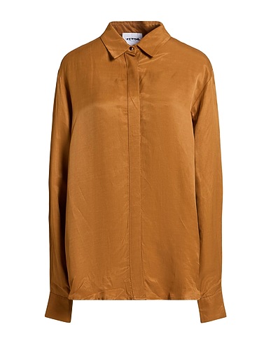 REVISE CONCEPT Camisas y blusas lisas Marrón 77% Viscosa, 23% Lino