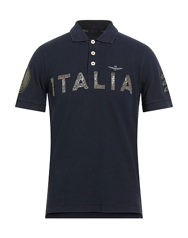 AERONAUTICA MILITARE Polo shirt Navy blue 100% Cotton